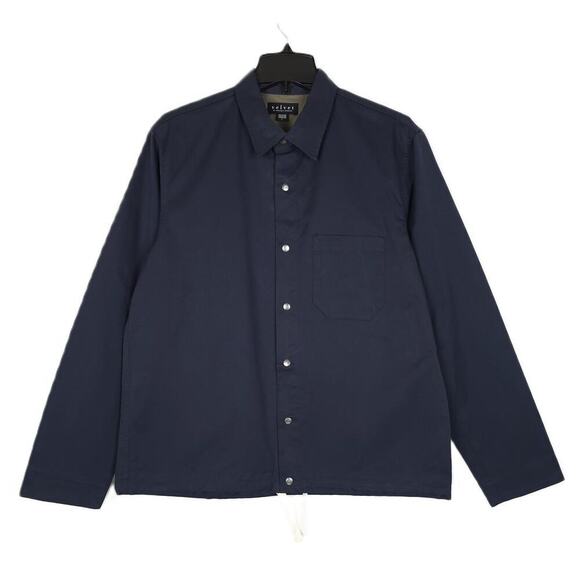Velvet by Graham & Spencer Men's Jacob Button Front Shirt Jacket Navy Large NWT